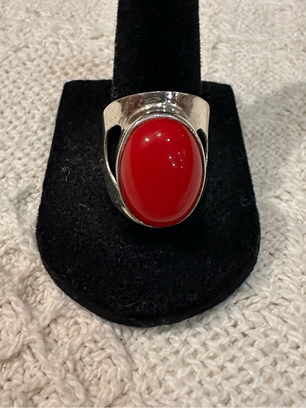 Sterling Silver Red Coral Ring